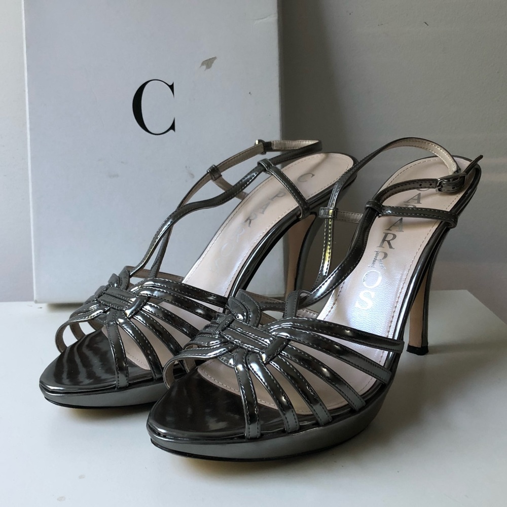 Caparros Graphite Mirror platform sandal (size10)